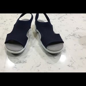 Ladies Navy Fabric Uppers Sandals